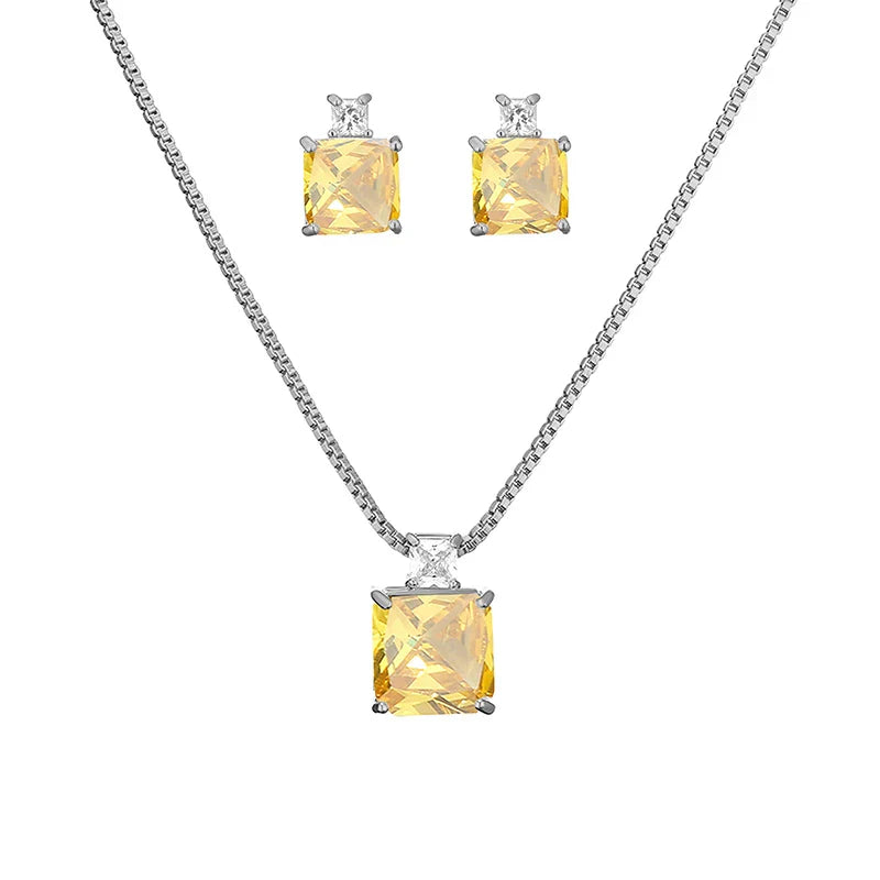 Conjunto Colar e Brincos em Zircônia